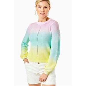 Lilly Pulitzer Ritzanna Ombré Spray Dye Sherbet Resort Yellow Sweater
